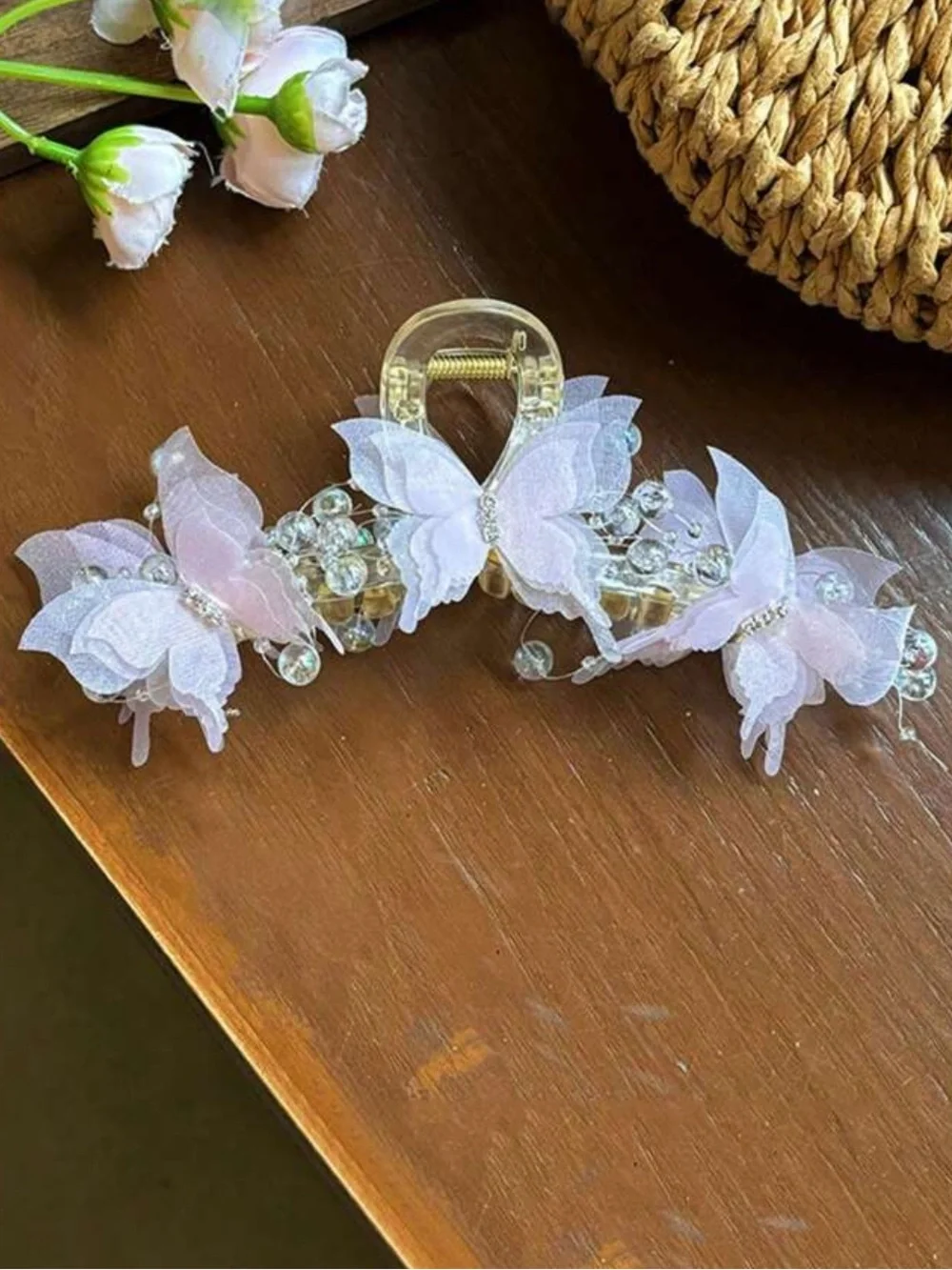 Delicate Pink Butterfly Hair Clip - Women's Accessories
